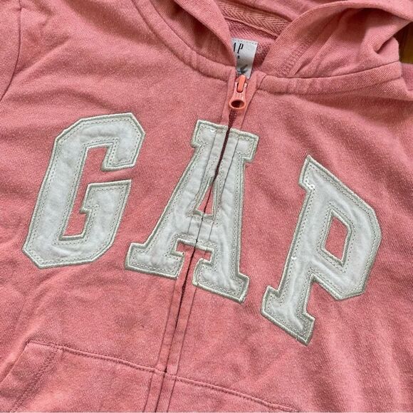 4/$25 Gap Logo Zip Up Hoodie Sweatshirt Girls Size Medium 8 Coral Pink - Picture 3 of 14